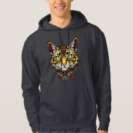  Tribal Wildcat met kleurrijk patroon Hoodie