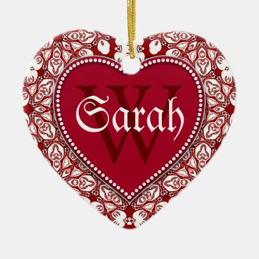 Tribal Witte Rode Naam Deursignalen Ornament (Voorkant)