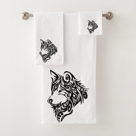 Tribal Wolf Bad Handdoek (Insitu)