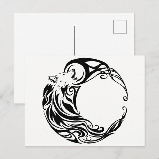 Tribal Wolf Briefkaart (Voorkant / Achterkant)