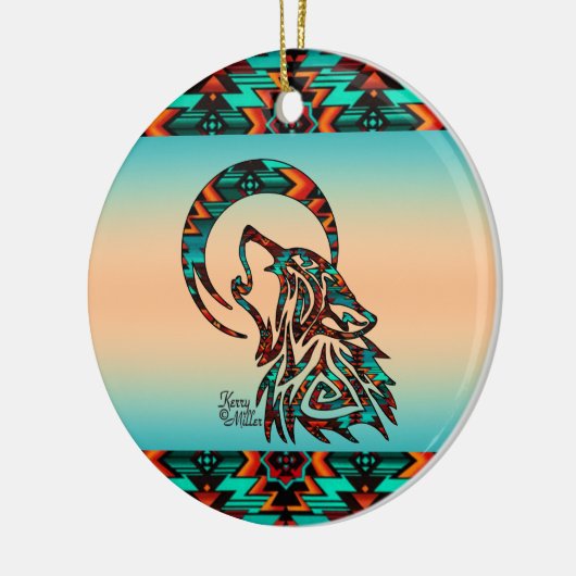 Tribal Wolf Ceramic Ornament (Links)