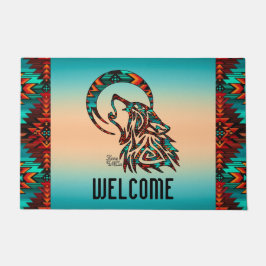 Tribal Wolf Doormat Deurmat