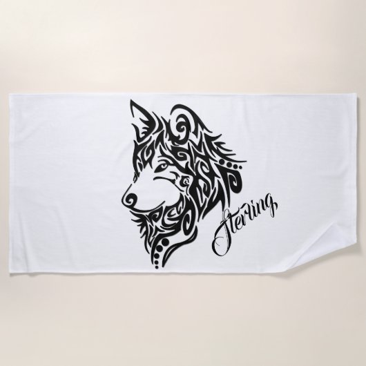 Tribal Wolf gepersonaliseerd Strandlaken (Voorkant)