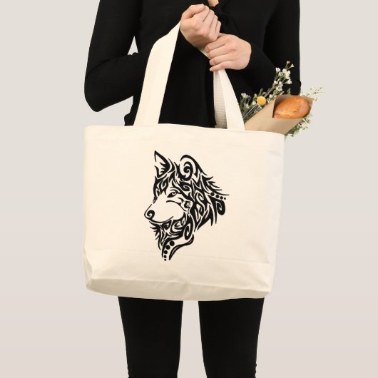 Tribal Wolf Grote Tote Bag (Voorkant (product))