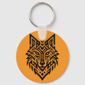 Tribal Wolf Head Keychain – Bold & Wild Style (Voorkant)