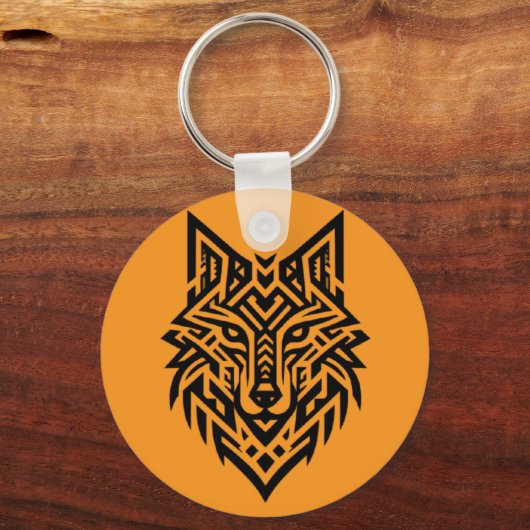 Tribal Wolf Head Keychain – Bold & Wild Style (Achterkant)