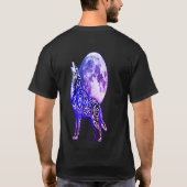 Tribal Wolf Howling at Moon T-Shirt | Mystical Blu (Achterkant)