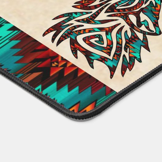 Tribal Wolf huilen bij de maan Bureaumat (Hoek)