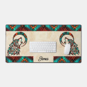 Tribal Wolf huilen bij de maan Bureaumat (Keyboard & Muis)