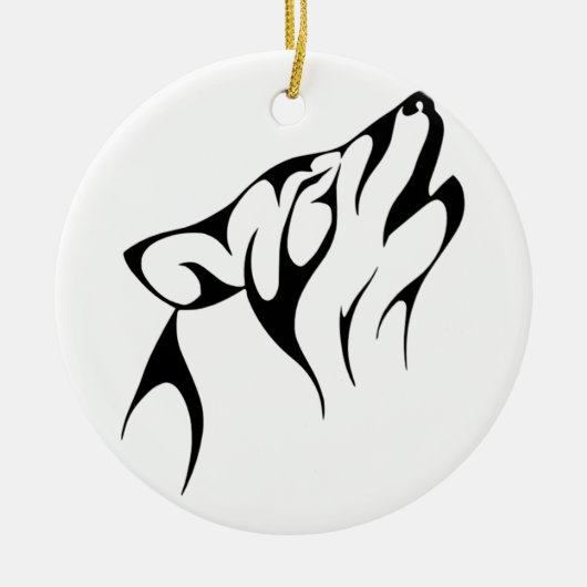 Tribal Wolf Keramisch Ornament (Voorkant)