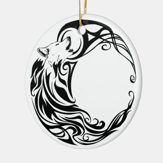 Tribal Wolf Keramisch Ornament (Links)