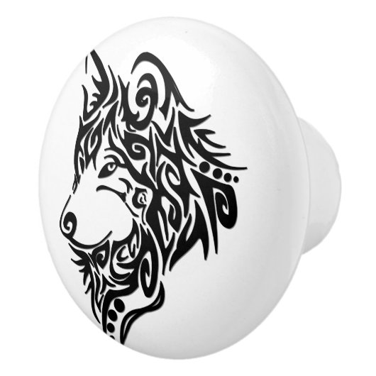 Tribal Wolf Keramische Knop (Rechts)