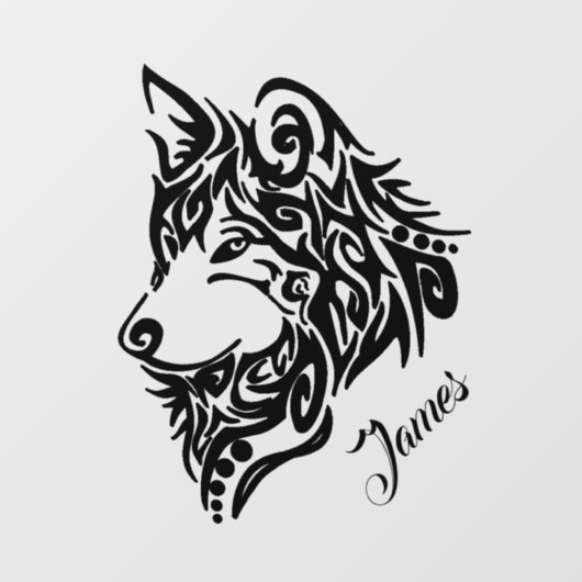 Tribal Wolf met naam Raamsticker (Vel)