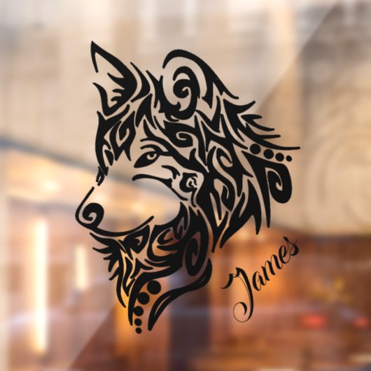 Tribal Wolf met naam Raamsticker (Vel 2)