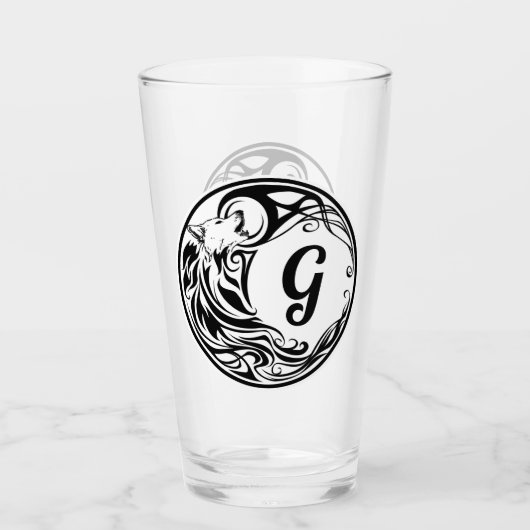 Tribal Wolf Monogram Glas (Voorkant)