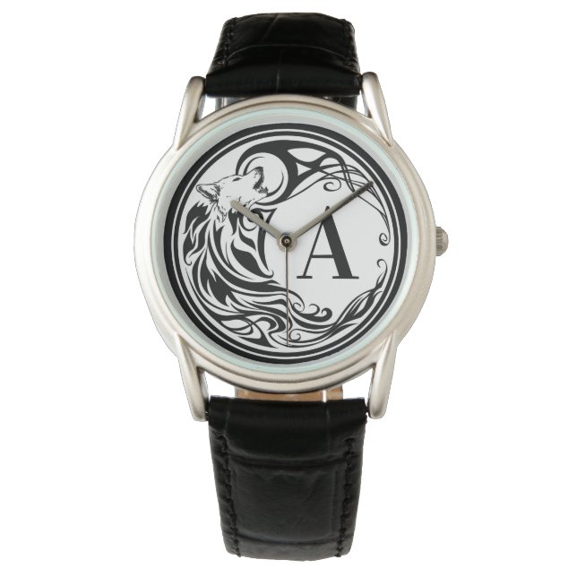 Tribal Wolf Monogram Horloge (Voorkant)