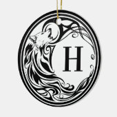 Tribal Wolf Monogram Keramisch Ornament (Links)