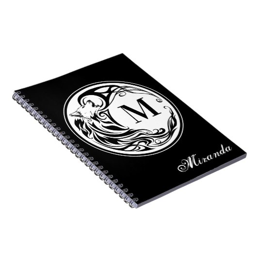 Tribal Wolf Monogram Notitieboek (Rechterzijde)