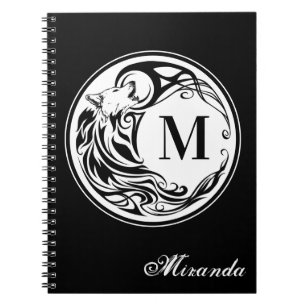Tribal Wolf Monogram Notitieboek