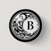 Tribal Wolf Monogram Ronde Button 3,2 Cm (Voorkant)