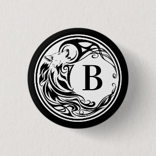 Tribal Wolf Monogram Ronde Button 3,2 Cm