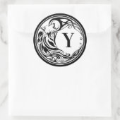 Tribal Wolf Monogram Ronde Sticker (Tas)