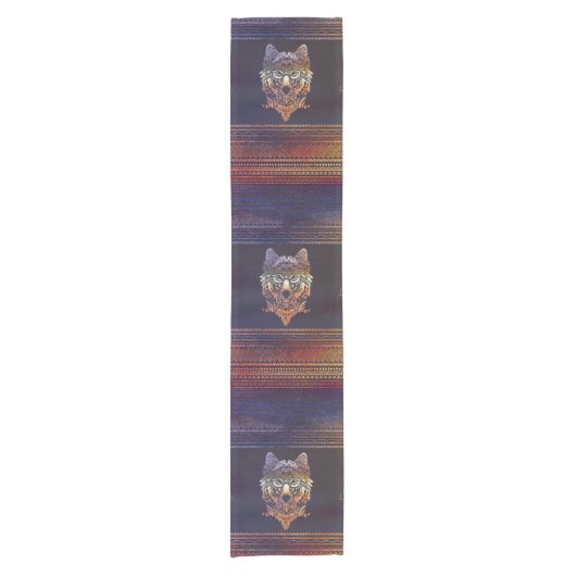 Tribal Wolf Paint Translucent Korte Tafelloper (Voorkant)