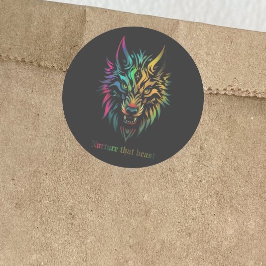 Tribal Wolf Patch - "Verzorg dat beest" Ronde Sticker