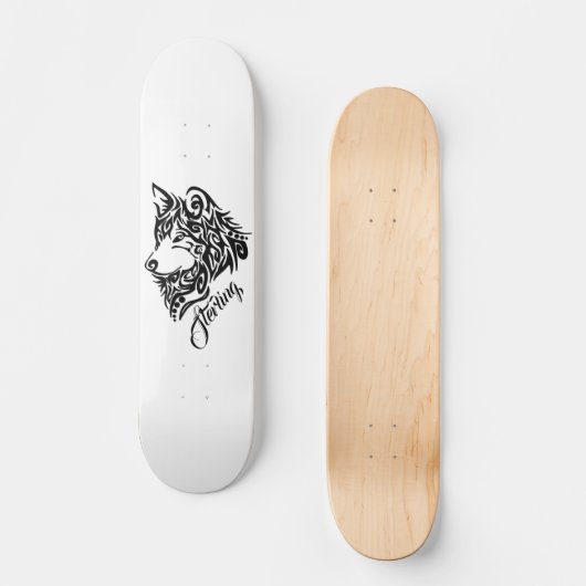 Tribal Wolf Persoonlijk Skateboard (Voorkant)