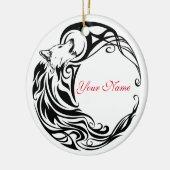 Tribal Wolf Persoonlijke Naam Keramisch Ornament (Links)