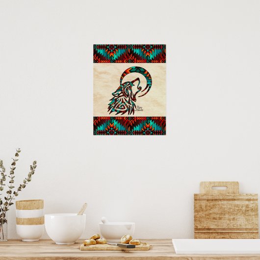 Tribal Wolf Poster (Keuken)