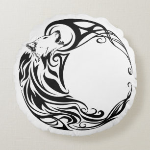 Tribal Wolf Rond Kussen