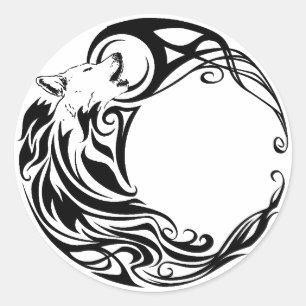 Tribal Wolf Ronde Sticker