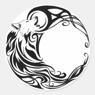 Tribal Wolf Ronde Sticker