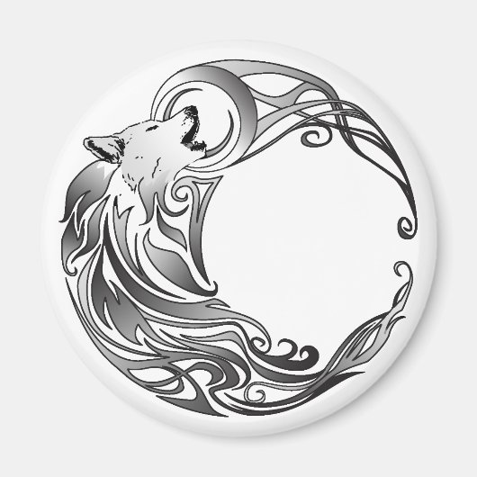 Tribal Wolf - Shaded Magneet (Voorkant)