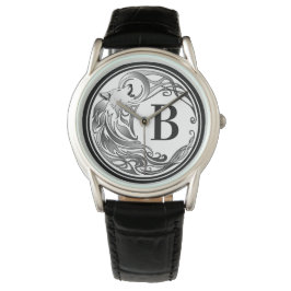 Tribal Wolf - Shaded Monogram Horloge