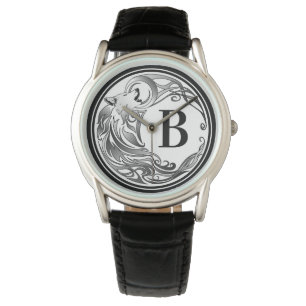 Tribal Wolf - Shaded Monogram Horloge