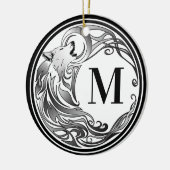 Tribal Wolf - Shaded Monogram Keramisch Ornament (Links)