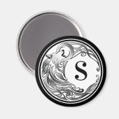 Tribal Wolf - Shaded Monogram Magneet (Voorkant / Achterkant)