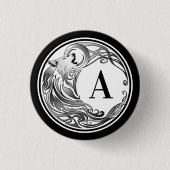 Tribal Wolf - Shaded Monogram Ronde Button 3,2 Cm (Voorkant)