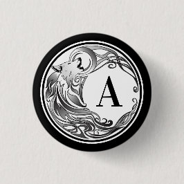 Tribal Wolf - Shaded Monogram Ronde Button 3,2 Cm