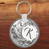 Tribal Wolf Shaded Monogram Sleutelhanger (Voorkant)