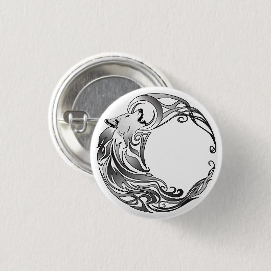 Tribal Wolf - Shaded Ronde Button 3,2 Cm (Voorkant /achterkant)