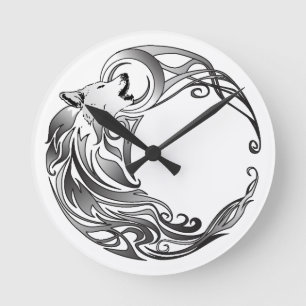 Tribal Wolf - Shaded Ronde Klok