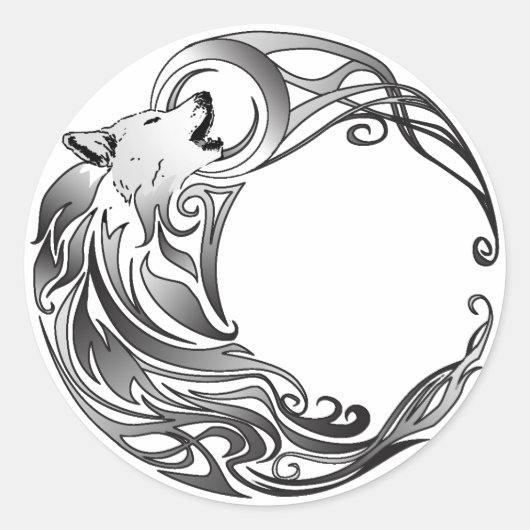 Tribal Wolf - Shaded Ronde Sticker (Voorkant)