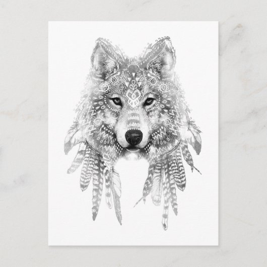 Tribal Wolf Spirit Briefkaart (Voorkant)