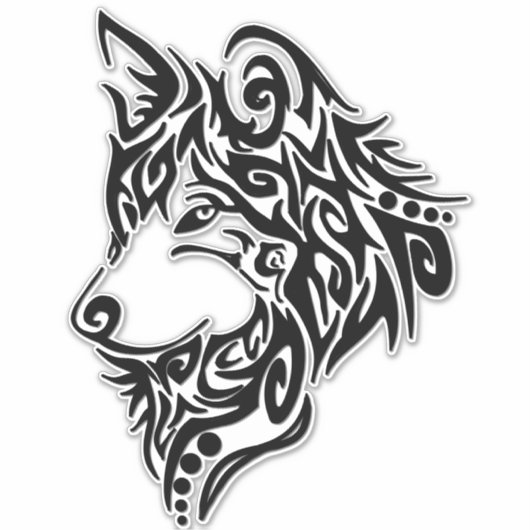 Tribal Wolf Sticker (Voorkant)
