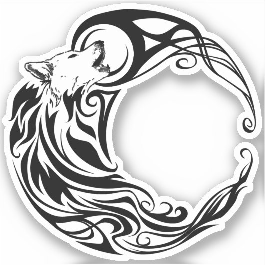 Tribal Wolf Sticker (Voorkant)