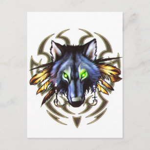 Tribal wolf tattoo design briefkaart
