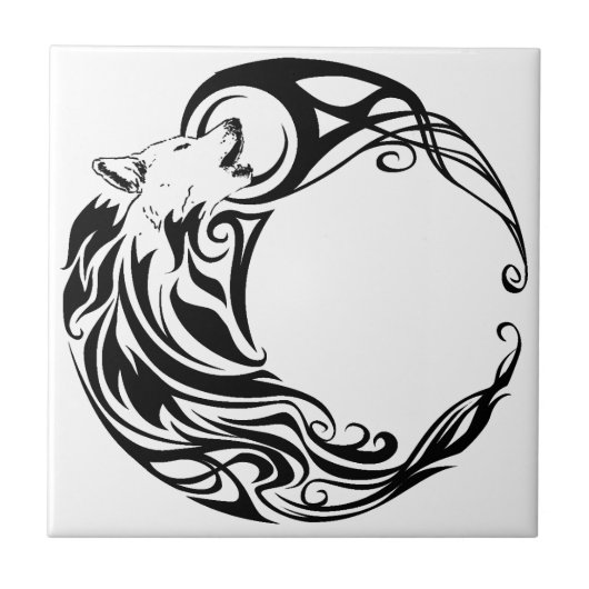 Tribal Wolf Tegeltje (Voorkant)
